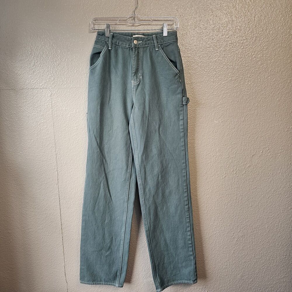 PACSUN Green High Rise 90's Boyfriend Carpenter Denim Jeans Women's Size 25 R652